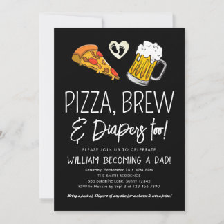 Pizza and Beer Baby Shower Invitation