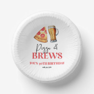 Pizza and Brews Beer Glass Birthday Party Paper Plate