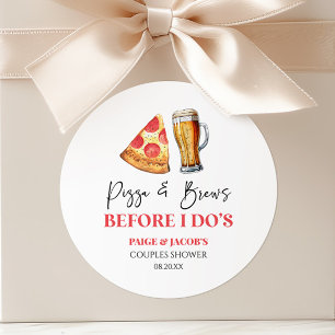 Pizza and Brews Before I Do's Couples Shower Classic Round Sticker