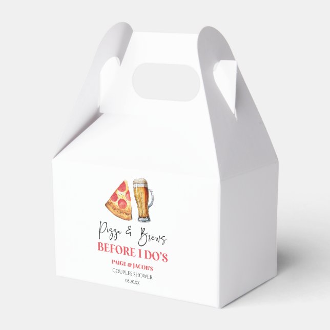 Pizza and Brews Before I Do's Couples Shower Favor Box (Front Side)