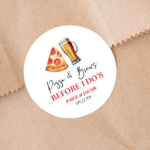 Pizza and Brews Before I Do's Rehearsal Dinner Classic Round Sticker