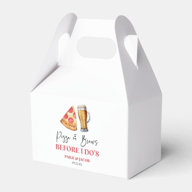 Pizza and Brews Before I Do's Rehearsal Dinner Favor Box (Front Side)