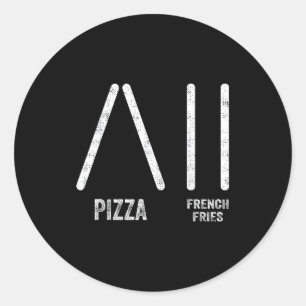 Pizza and french fries ski style - funny skiing classic round sticker