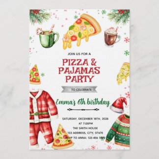 Pizza and Pajamas Christmas Invitation