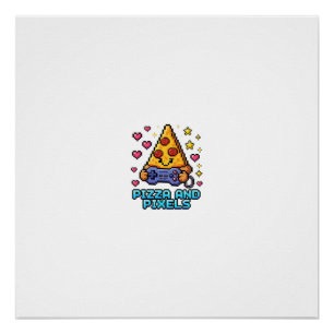 Pizza And Pixels Retro Gamer T-Shirt — 8-Bit Poster