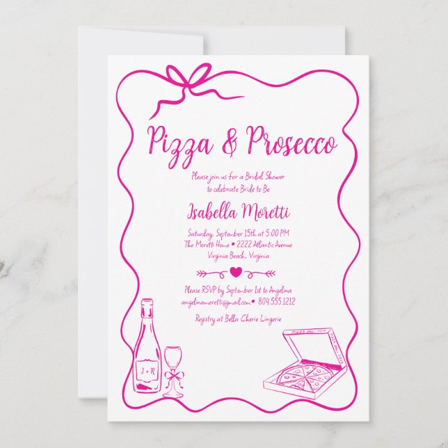 Pizza and Prosecco Bridal Shower Invitation  (Front)