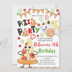 Pizza and Shark Birthday Invitation, Slice of Fun Invitation