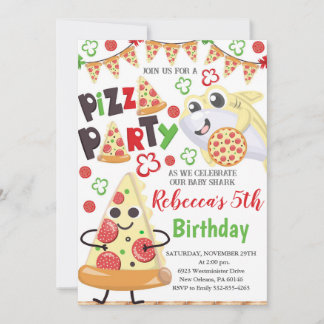 Pizza and Shark Birthday Invitation, Slice of Fun Invitation