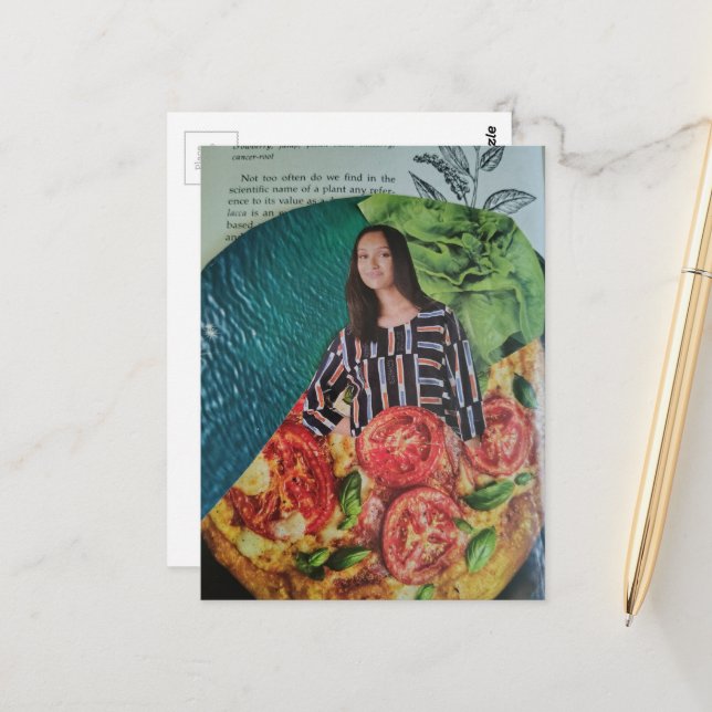 Pizza and Summer Fun Collage Postcard (Front/Back In Situ)