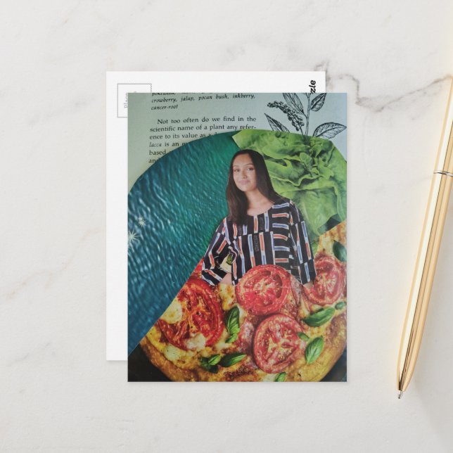 Pizza and Summer Fun Collage Postcard (Front/Back In Situ)