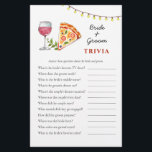 Pizza and Wine Bridal Shower Trivia games<br><div class="desc">"Pizza and love" theme  Bridal shower Trivia game featuring cute hand painted watercolor suitcase and globe.  Personalize the back of the card with name of the bride and shower date.</div>