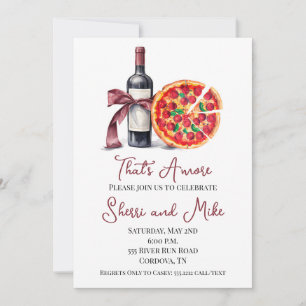 Pizza and Wine Engagment Party Invitation