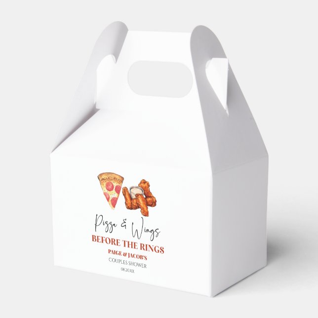 Pizza and Wings Before The Rings Couples Shower Favor Box (Front Side)
