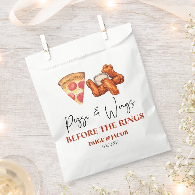 Pizza and Wings Before The Wings Rehearsal Dinner Favour Bag (Clipped)