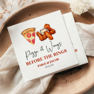 Pizza and Wings Before The Wings Rehearsal Dinner Napkin