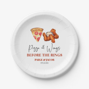 Pizza and Wings Before The Wings Rehearsal Dinner Paper Plate
