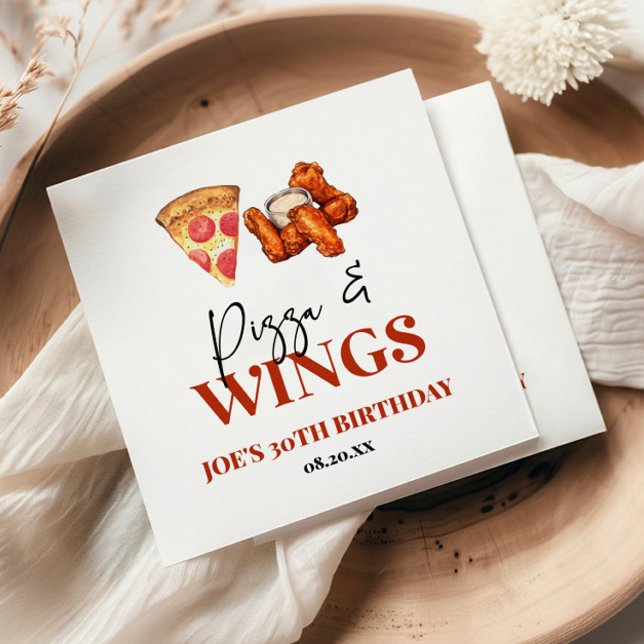 Pizza and Wings Birthday Party Napkin (Creator Uploaded)