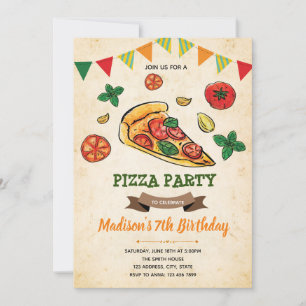 Pizza anniversaire de douche invitation