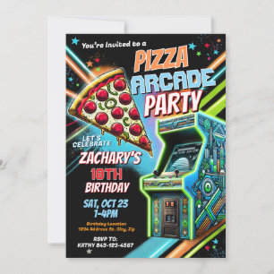 Pizza Arcade Invitation pour enfants