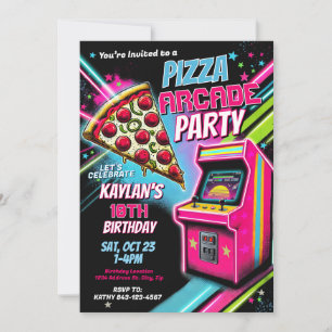 Pizza Arcade Party Invite for Kids