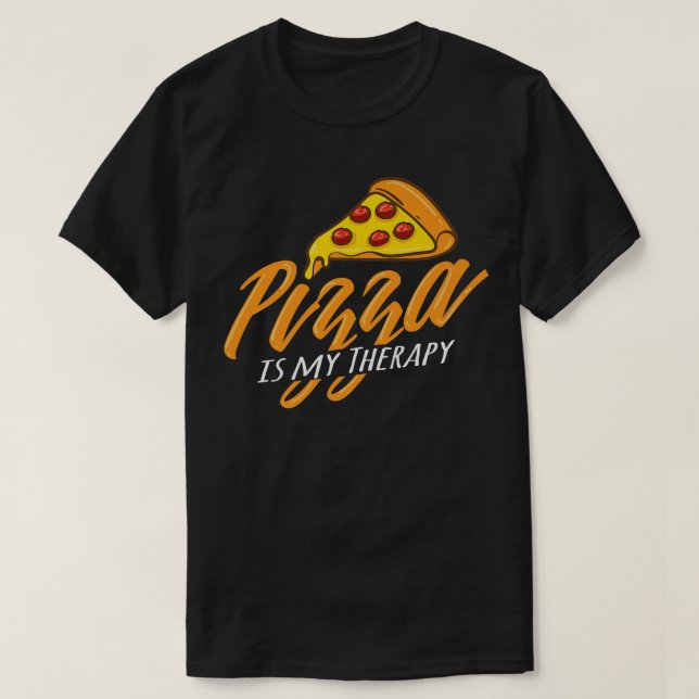 Pizza As Therapy Ironic Pizza Making Chef 14282972 T-Shirt (Design Front)