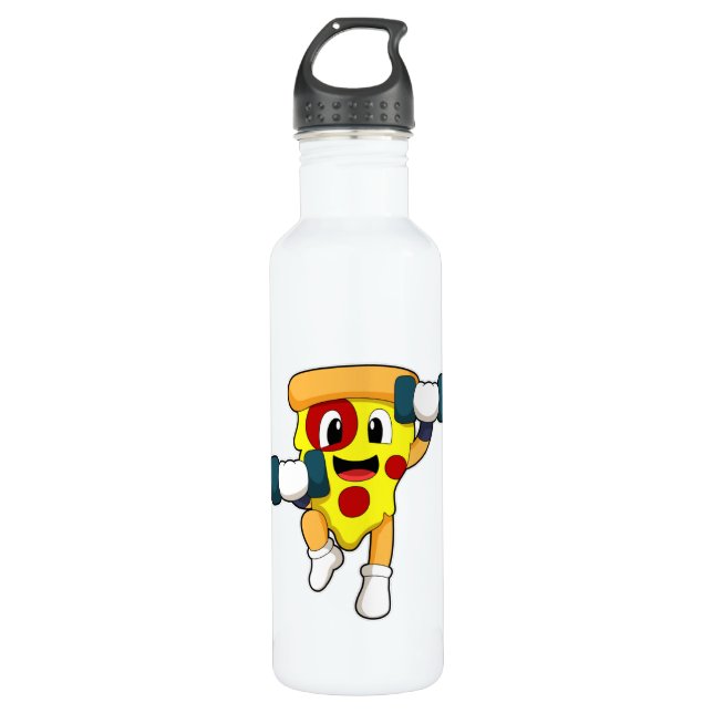 Pizza at Fitness with Dumbbells 710 Ml Water Bottle (Front)