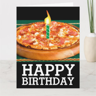 PIZZA AVEC CANDLE ANNIVERSAIRE CARTE SURTAILLÉE