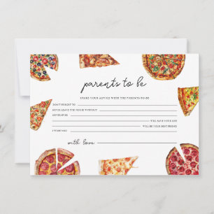 Pizza Baby Shower Advice for the Parents Card