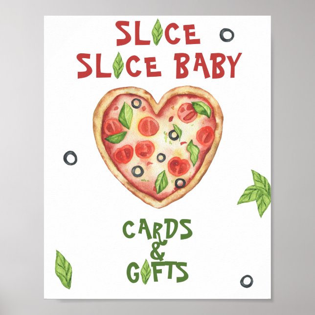 pizza baby shower - cards and gifts poster (Front)