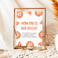 Pizza Baby Shower Game Sign How Big Is Her Belly