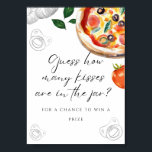 Pizza Baby Shower Guess the Kisses Sign Poster<br><div class="desc">A Cheesy Twist on a Sweet Game! 🍕🍬 Add some fun (and flavour) to your baby shower with this Pizza Baby Shower Guess the Kisses Sign Poster. Perfectly themed to match your pizza party baby shower, this sign invites guests to guess how many chocolate kisses are in the jar, blending...</div>