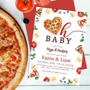 Pizza Baby Shower Invitation   Oh Baby Theme