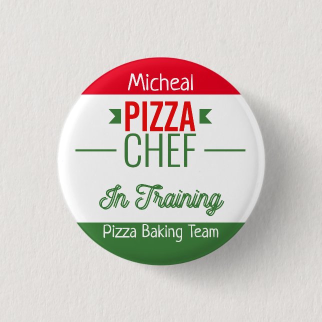 Pizza baking team- personalized 1 inch round button (Front)