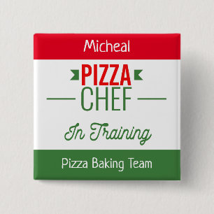 Pizza baking team- personalized 2 inch square button