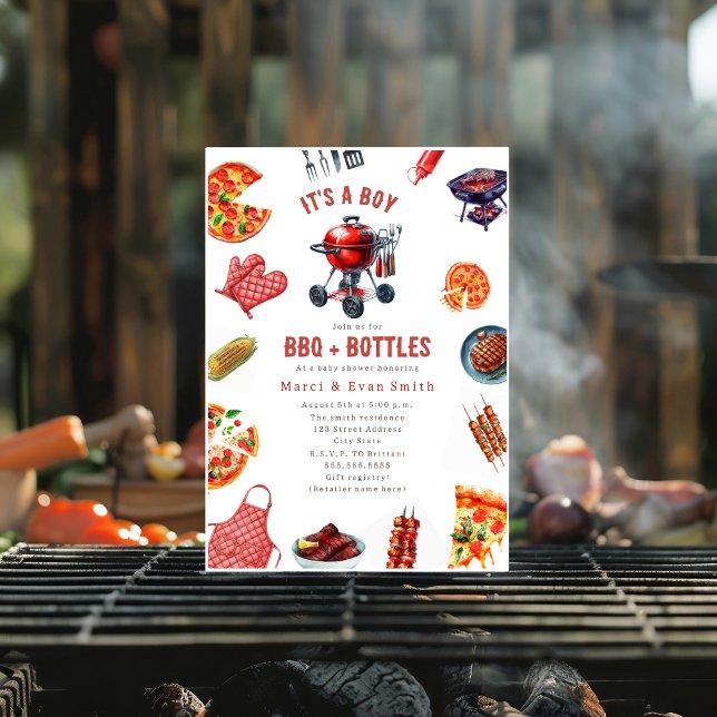 pizza bbq sauce baby shower invitation (Creator Uploaded)