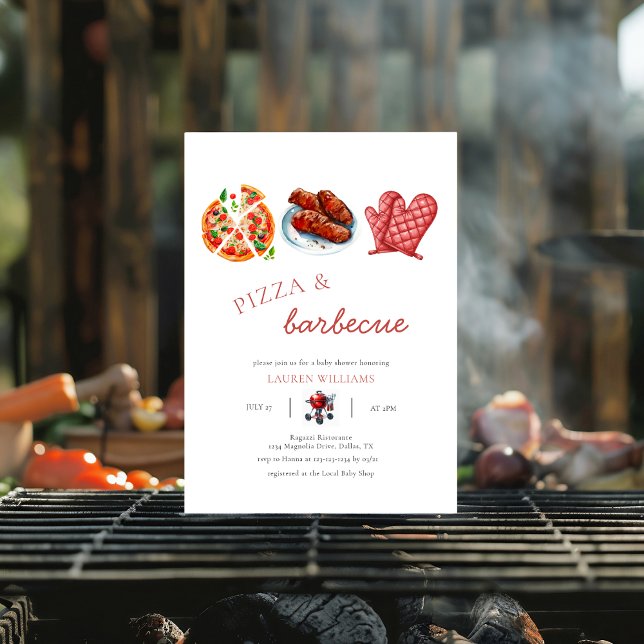 pizza bbq sauce baby shower invitation (Creator Uploaded)