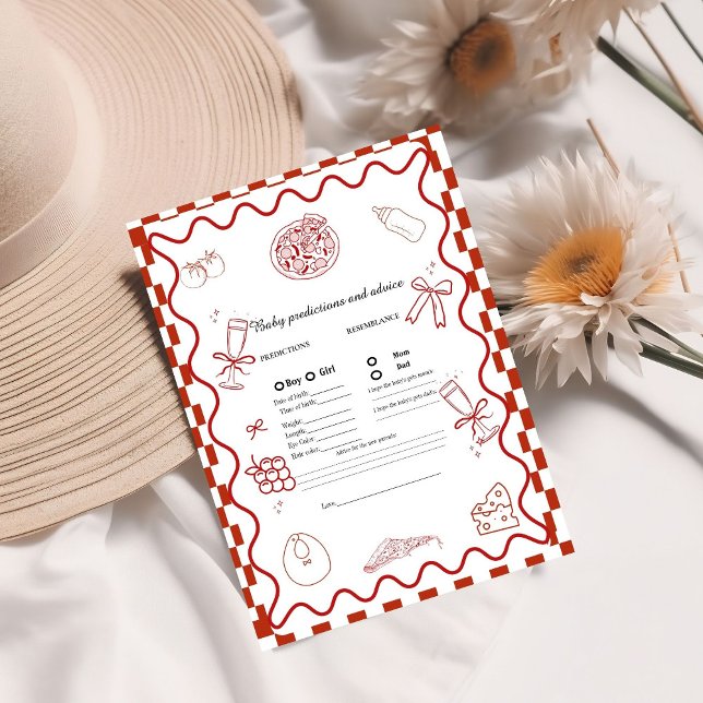 Pizza bébé prédiction Baby shower jeu Carte (Créateur téléchargé)