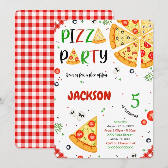 Pizza Birthday invitation (Front/Back)