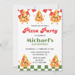 Pizza Birthday Invitations   Modern Pizza Party