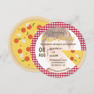 Pizza Birthday Party ajouter photo Invitation