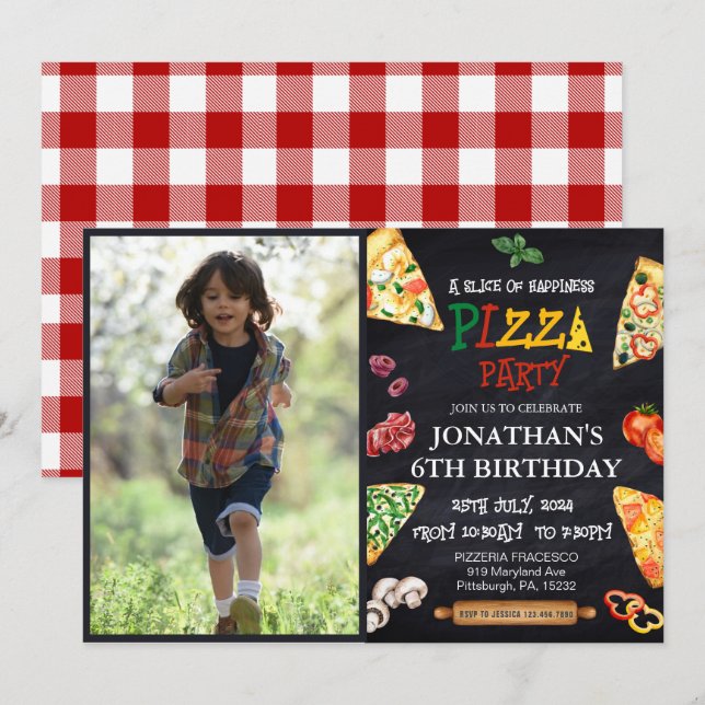 Pizza Birthday party  Invitation (Front/Back)