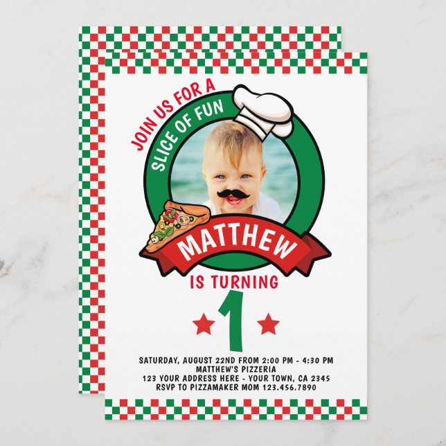 Pizza Birthday Party Invitation (Front/Back)