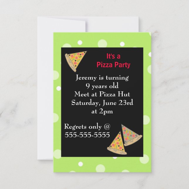 Pizza Birthday Party Invitation (Front)