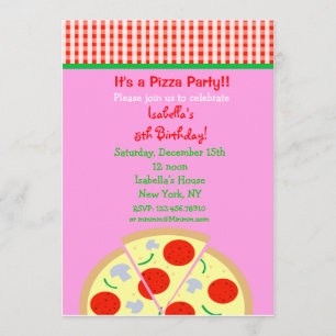 Pizza Birthday Party Invitations