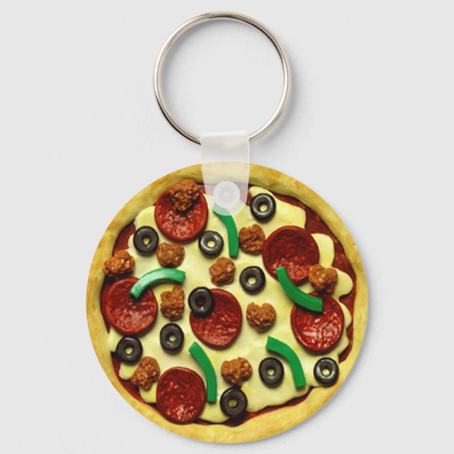 Pizza Birthday Party Keychain (Front)