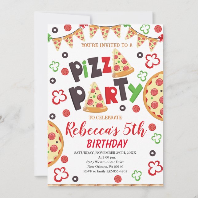 Pizza Birthday Party, Slice of Fun Birthday Invitation (Front)