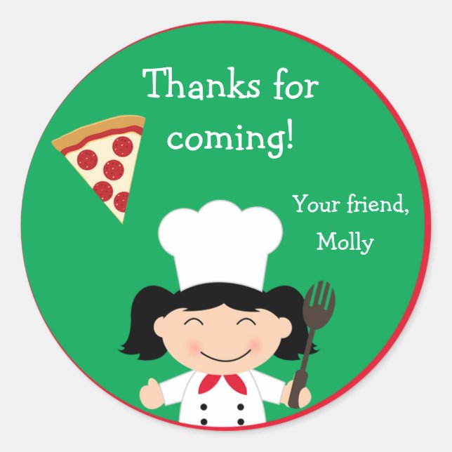 Pizza Birthday Party Sticker (Front)