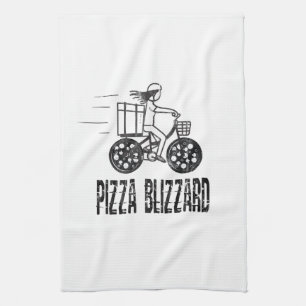 Pizza Blizzard Bike Courier Driver Kitchen Towel