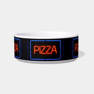 PIZZA Blue & Red Neon Sign Bowl