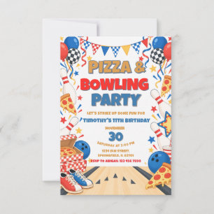 Pizza & Bowling Birthday Party Birthday Boy Invitation
